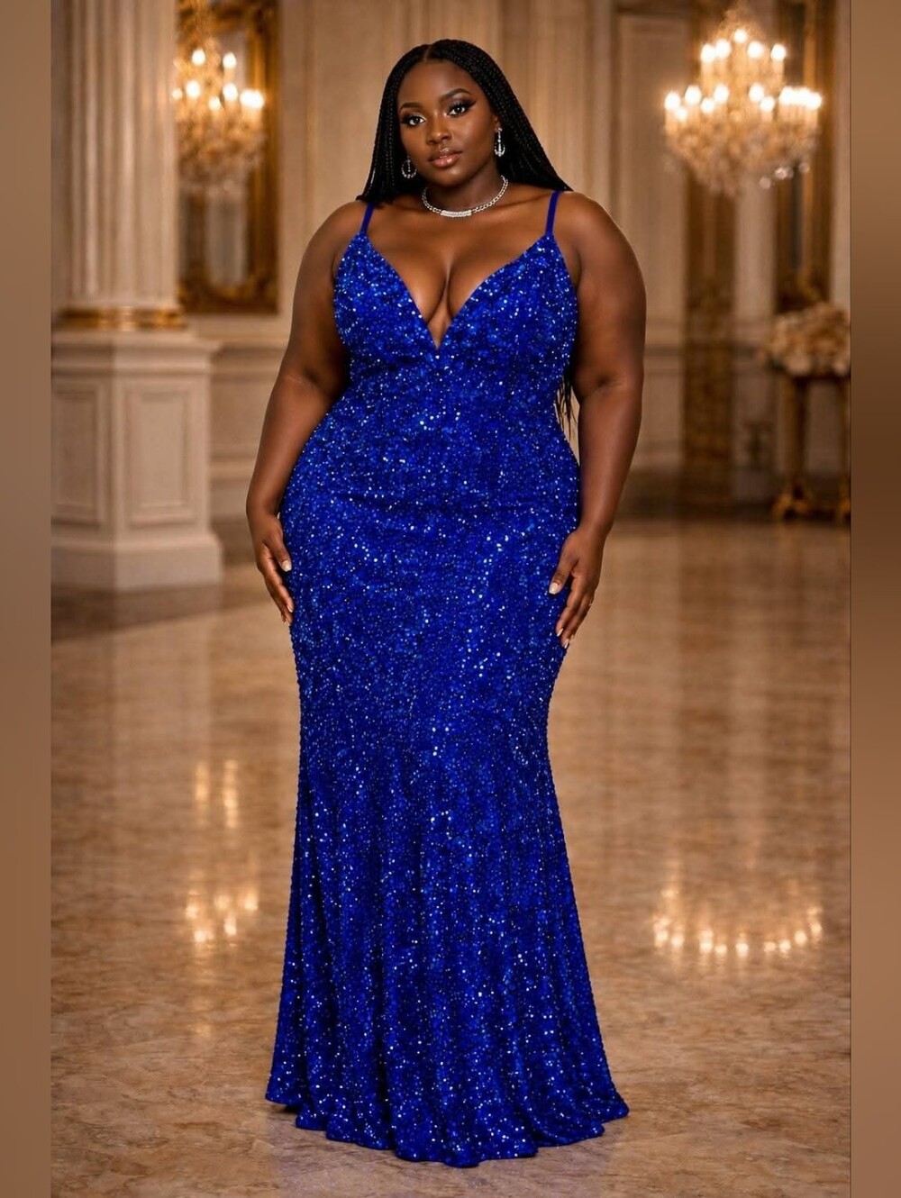 NWT Elegant Blue Sequin Gown